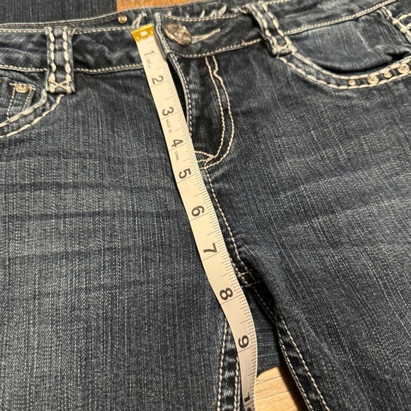 LA IDOL Juniors 9 Vintage Wash Skinny Jeans Embellished Frayed - Picture 9 of 13